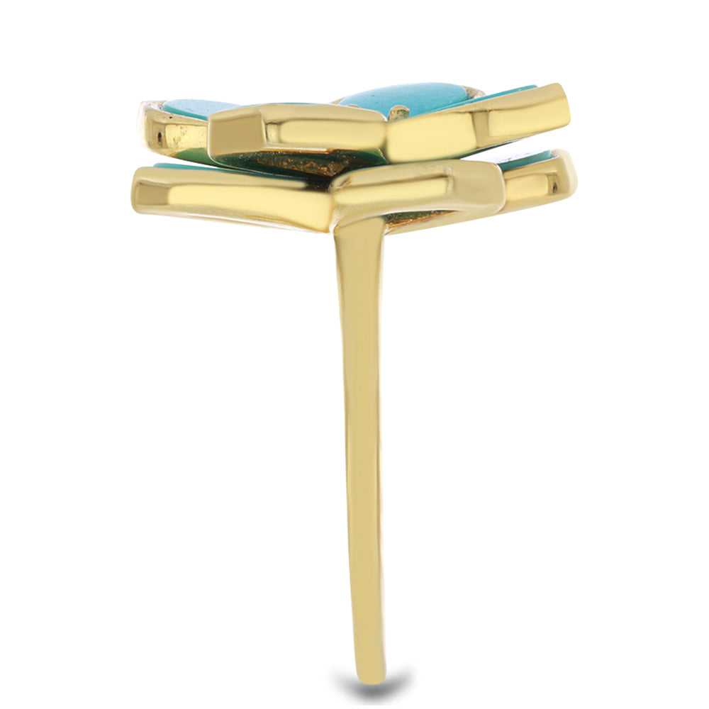 Goldplattierter Silberring mit Dornröschen Türkis