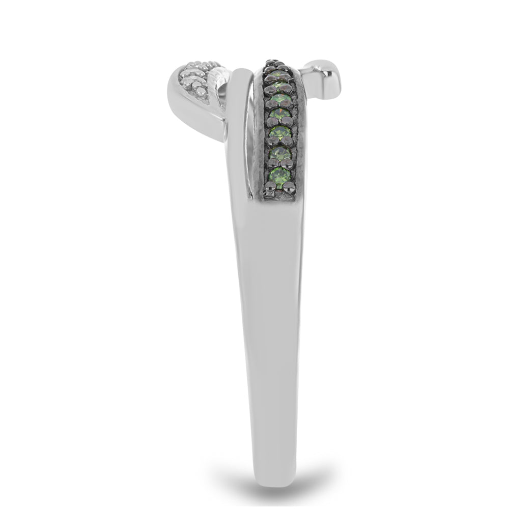 Silberring mit grünem Diamant und weißem Diamant