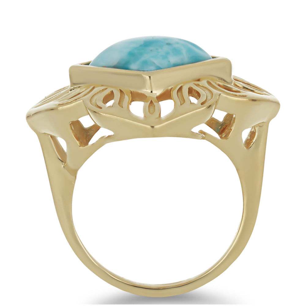 Goldplattierter Silberring mit Larimar