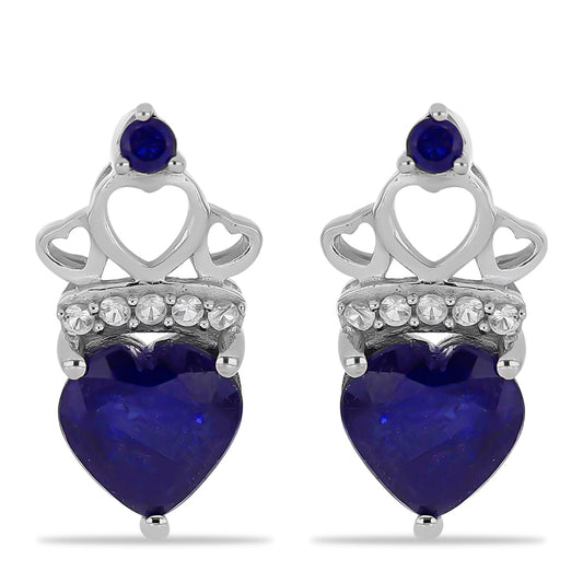 Silberohrringe mit australischem blauem Saphir und weißem Topas