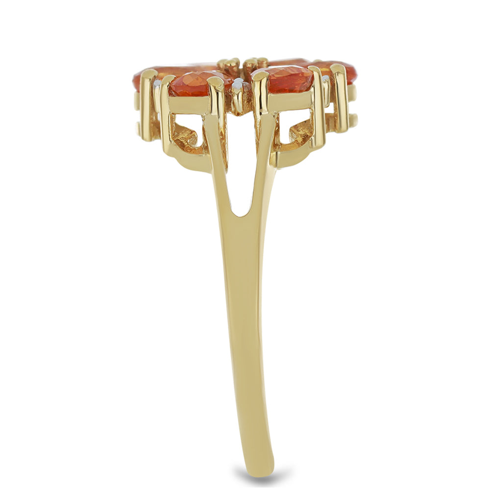 Goldring mit Orangefarbener Saphir aus Ceylon und natürlichem weißem Zirkon 4