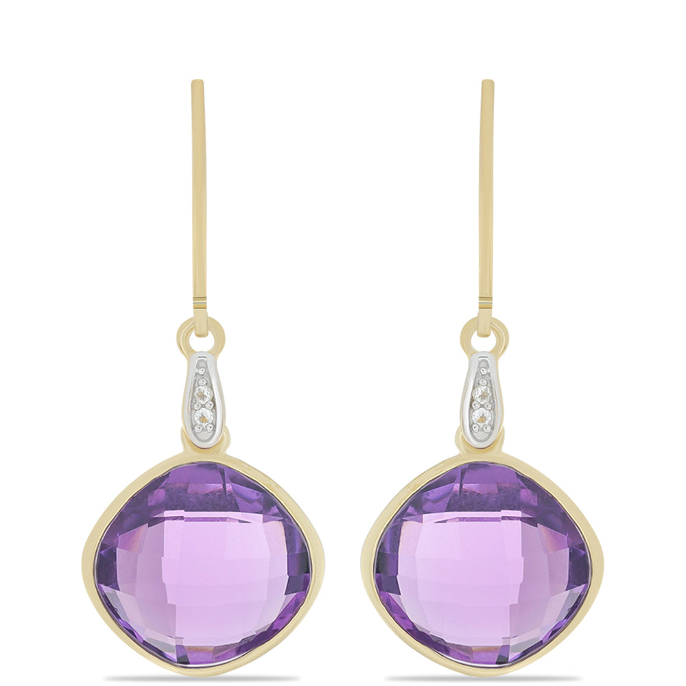 Goldplattierte Silberohrringe mit marokkanischem Amethyst und weißem Topas