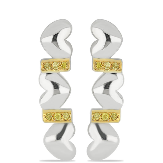 Silberohrringe mit gelbem Diamant