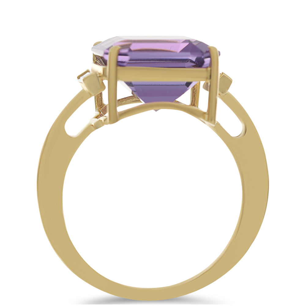 Goldring mit marokkanischem Amethyst und weißem Zirkon