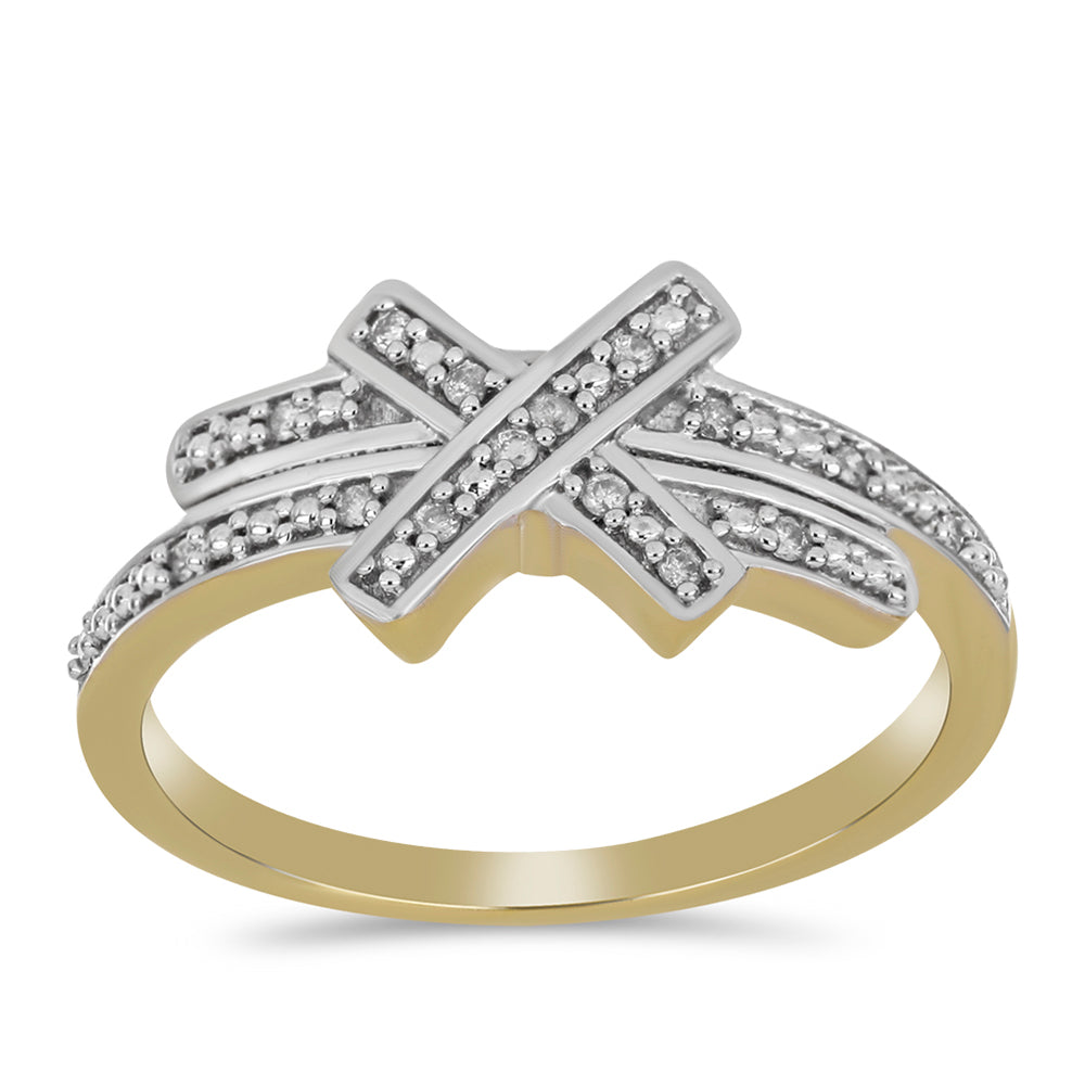 Goldplattierter Silberring mit weißem Diamant