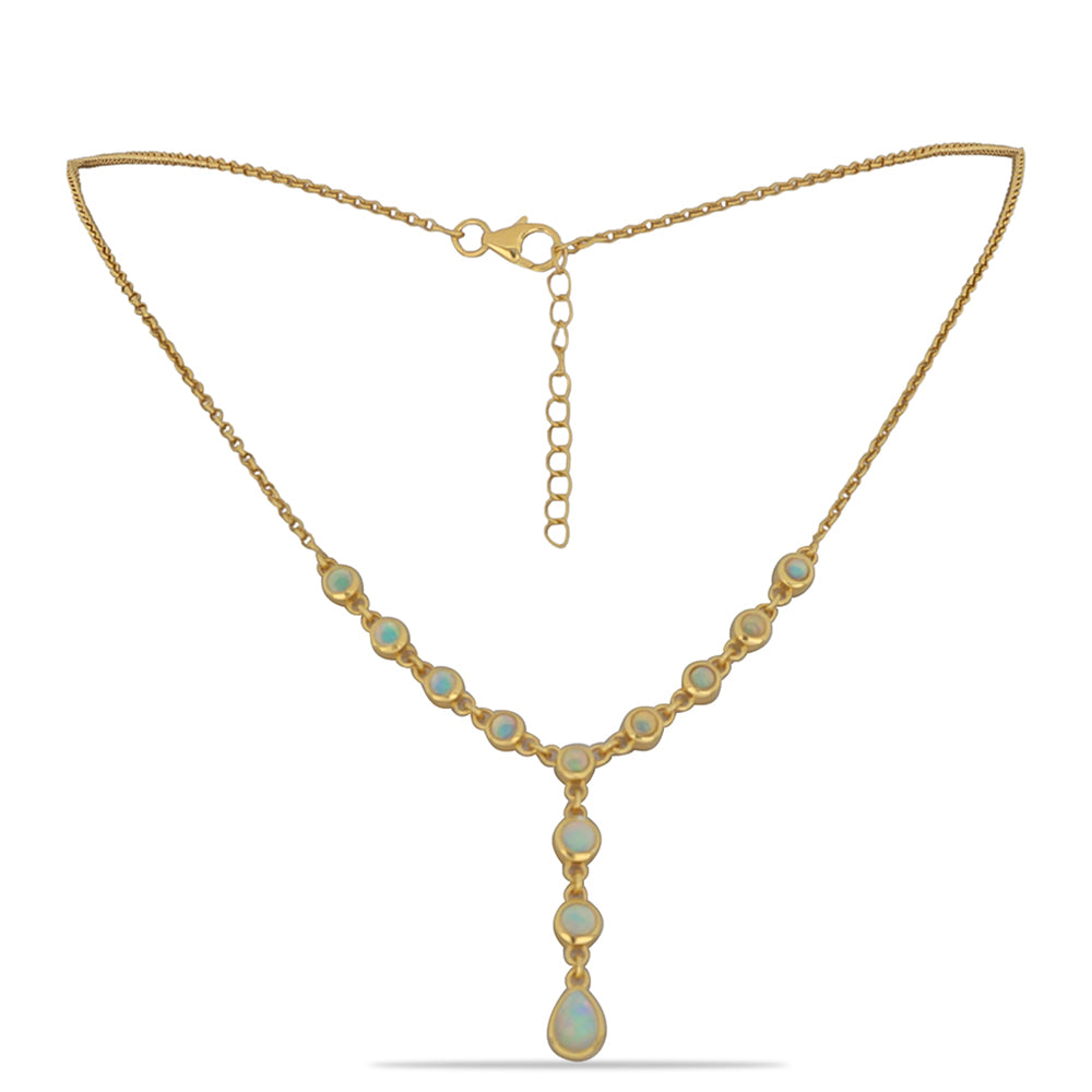 Goldplattierte Silberhalskette mit Welo-Opal