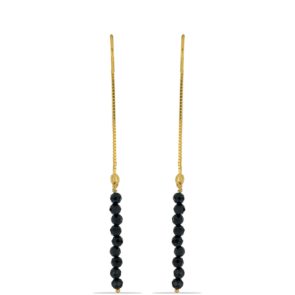 Goldplattierte Silberohrringe mit schwarzem Spinell 1