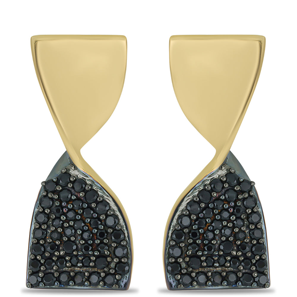 Goldplattierte Silberohrringe mit schwarzem Spinell 1