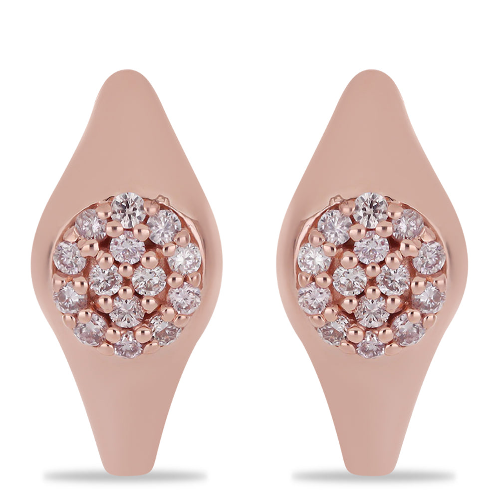 Rosevergoldete Silberohrringe mit rosafarbenem Diamant