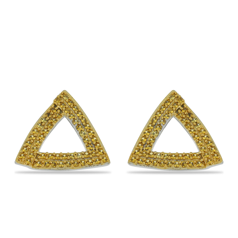 Goldplattierte Silberohrringe mit Zitrin aus dem Ural 1