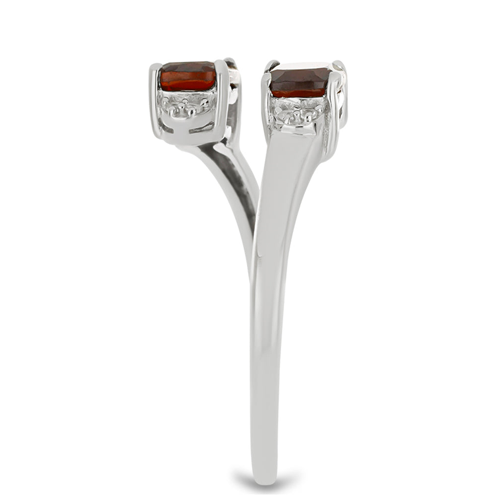 Silberring mit Barton Granat und weißem Topas