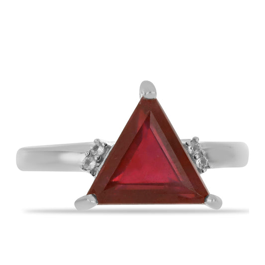 Silberring mit Rubin aus Madagaskar und weißem Topas