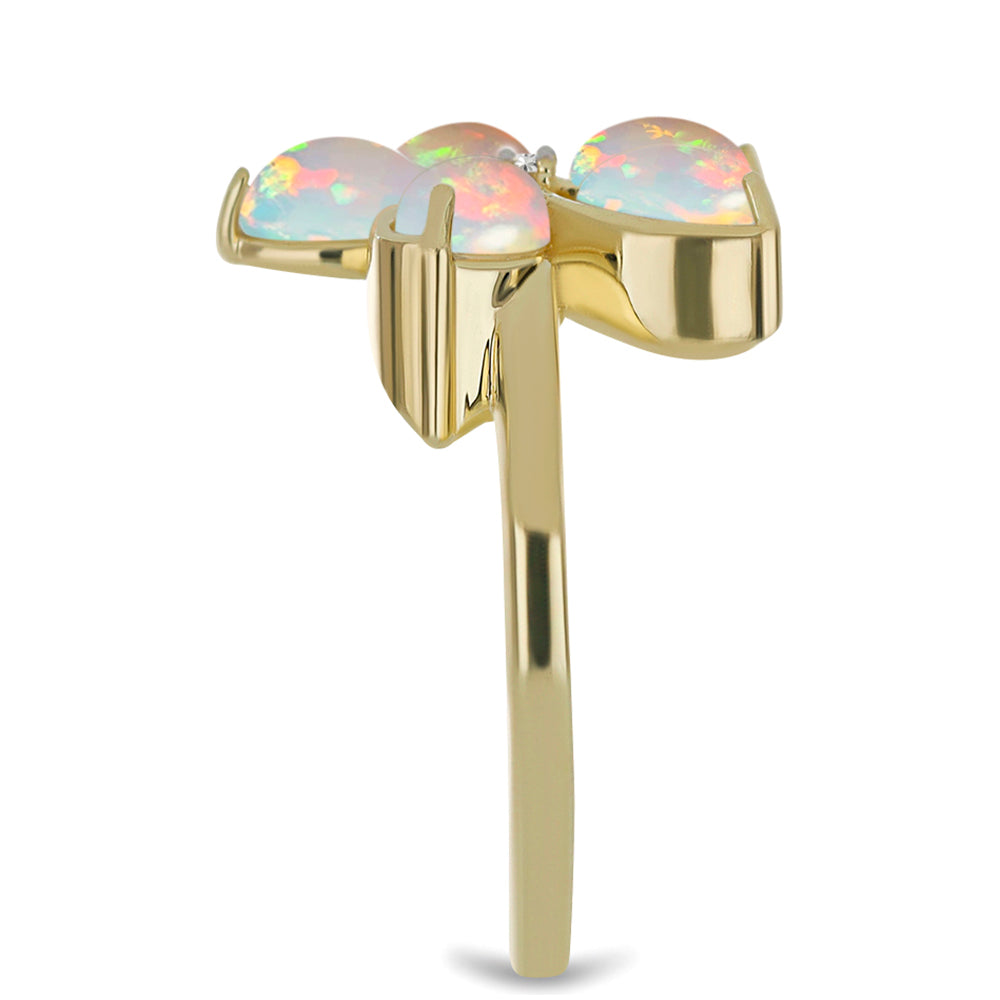 Goldplattierter Silberring mit äthiopischem Opal aus Lega Dembi und weißem Topas 4