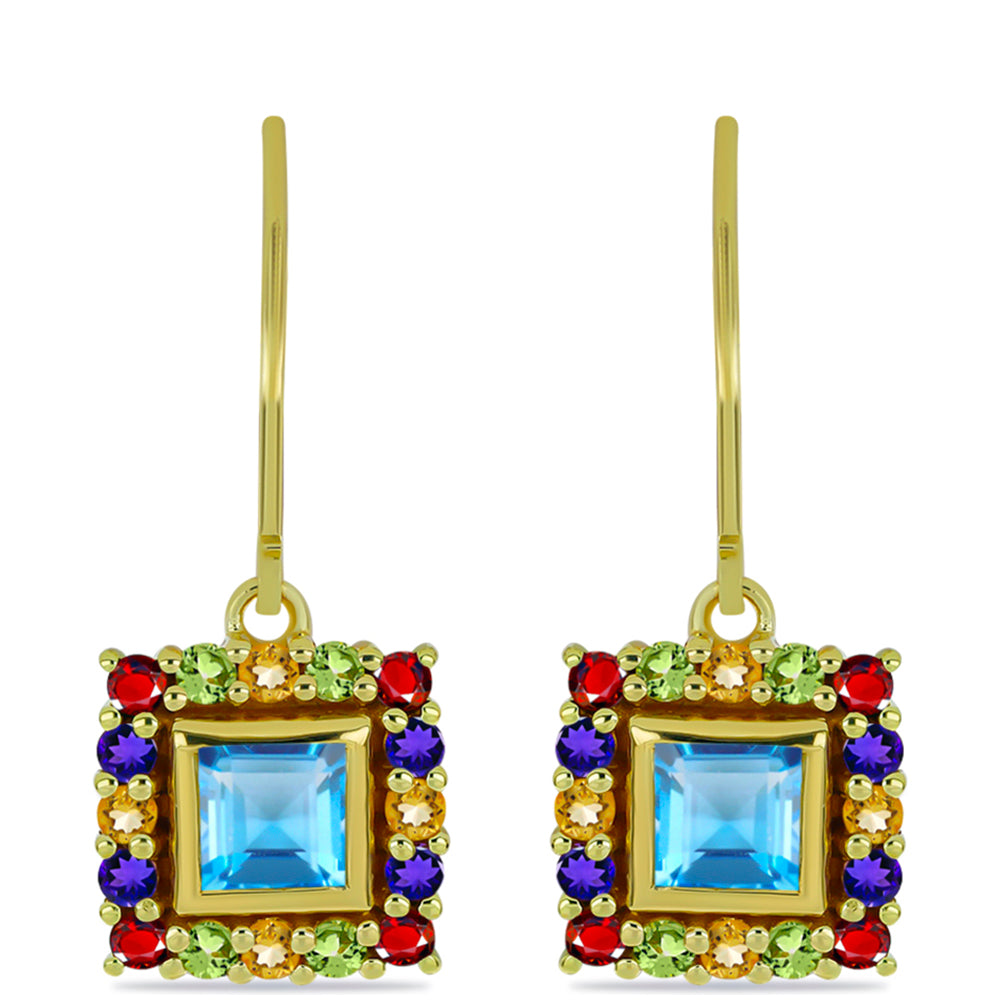 Goldplattierte Silberohrringe mit marokkanischem Amethyst und Zitrin aus dem Ural