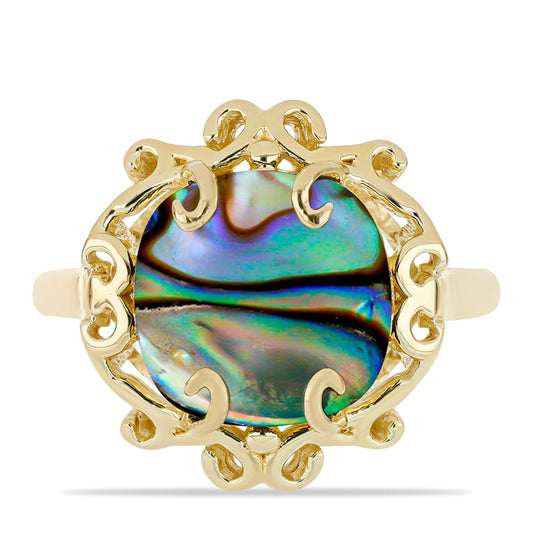 Goldplattierter Silberring mit schwarzem Perlmutt