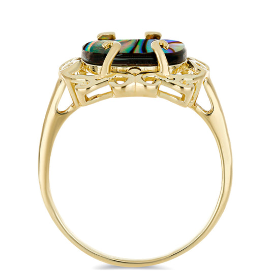 Goldplattierter Silberring mit schwarzem Perlmutt