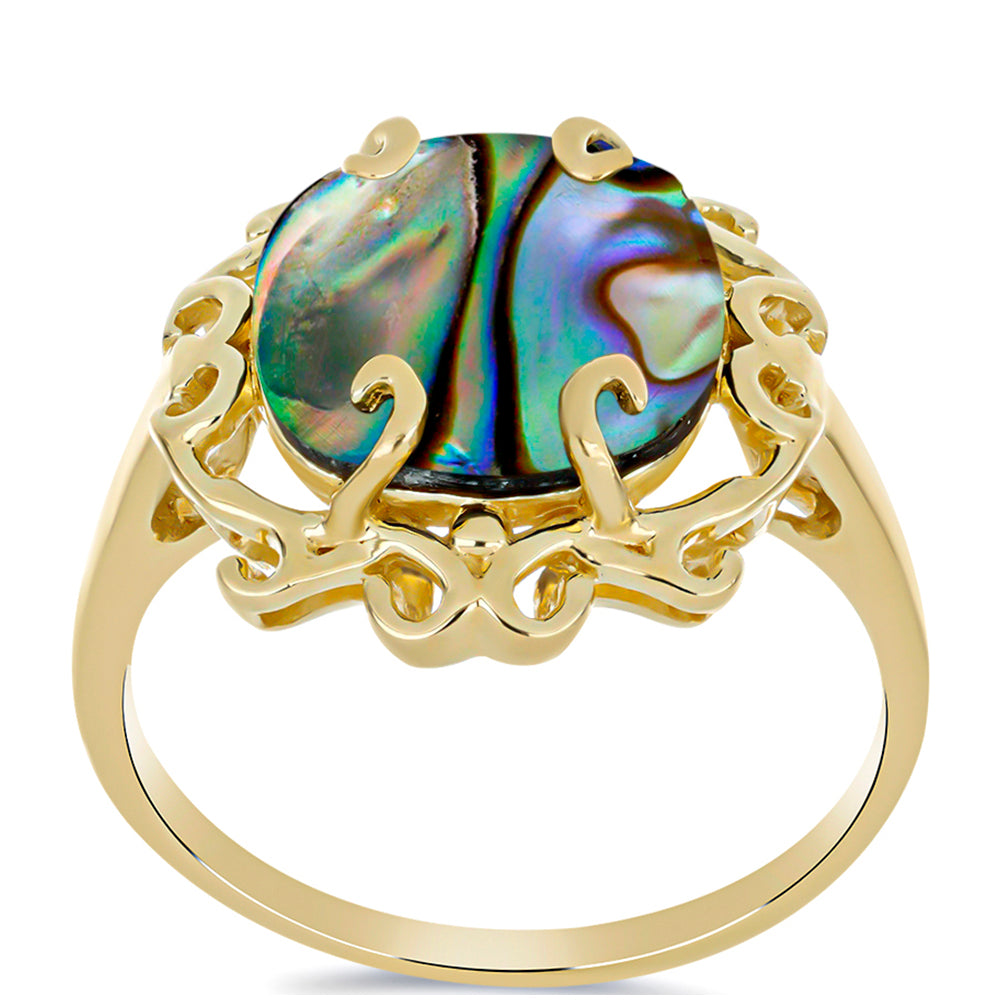 Goldplattierter Silberring mit schwarzem Perlmutt