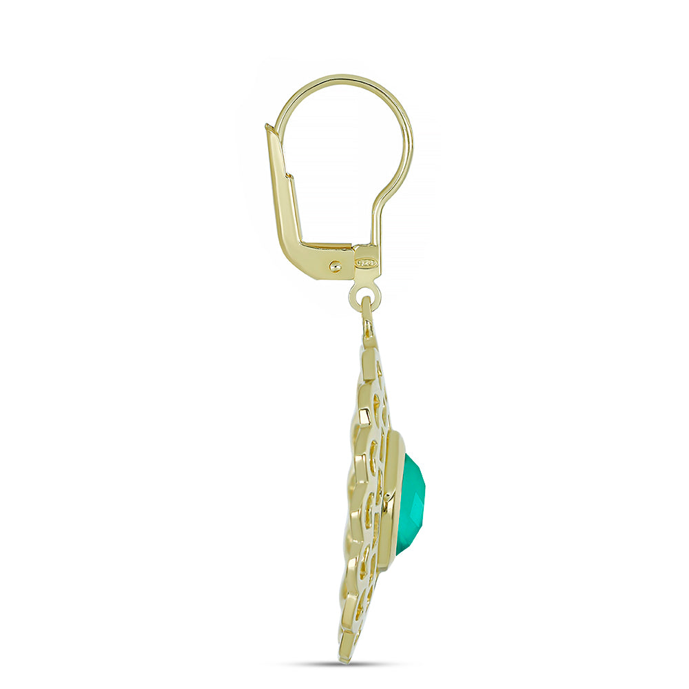 Goldplattierte Silberohrringe mit grünem Chalcedon