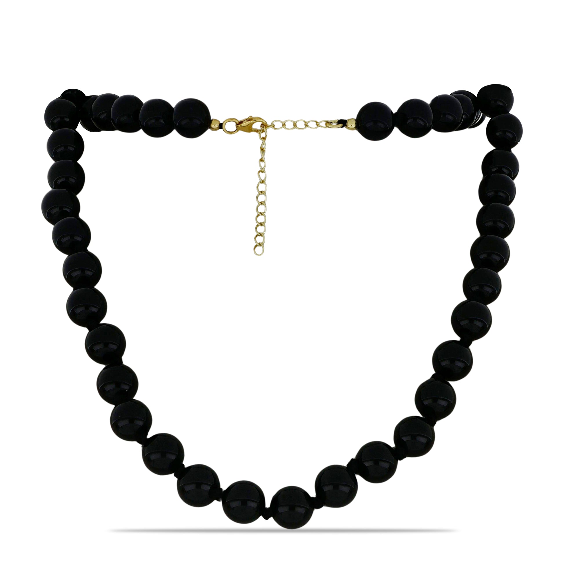 Goldplattierte Silberhalskette mit schwarzem Spinell 1