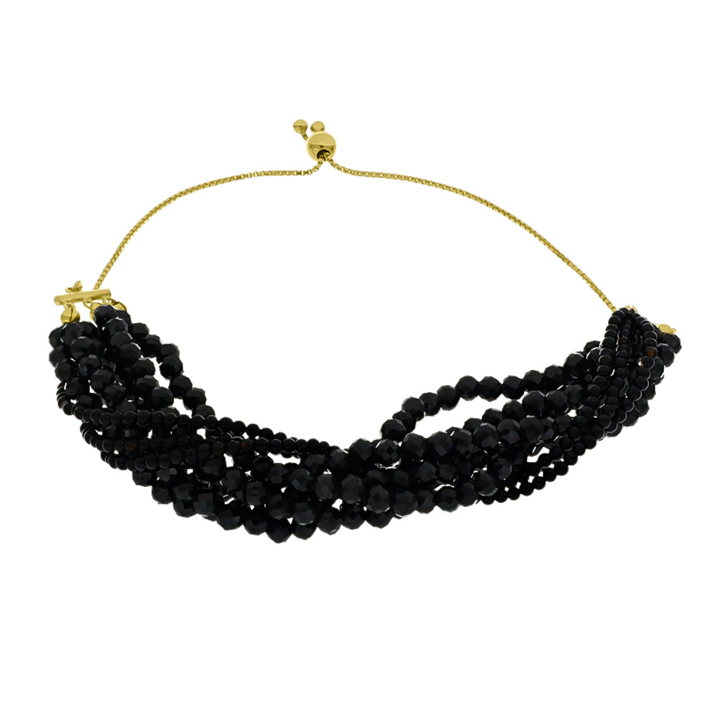 Goldplattiertes Silberarmband mit schwarzem Spinell