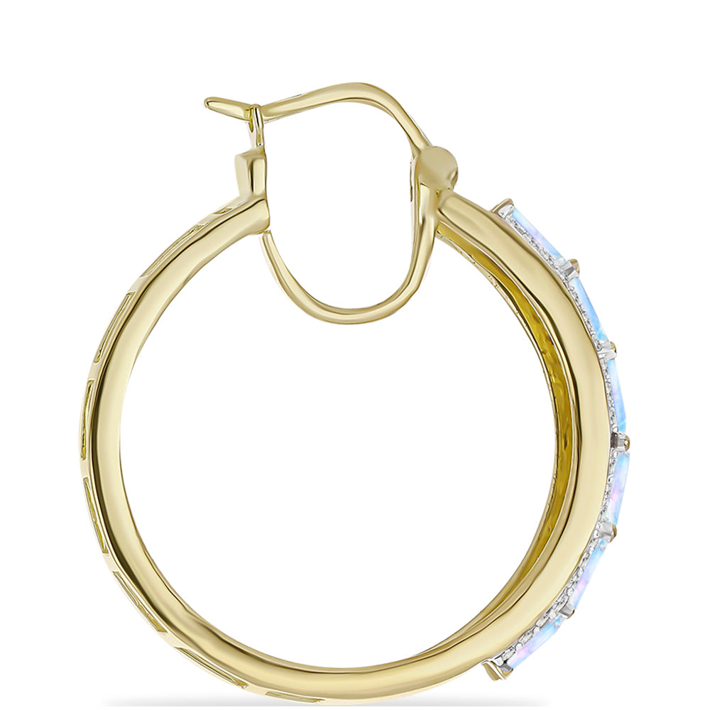 Goldplattierte Silberohrringe mit Regenbogenmondstein und weißem Topas 2