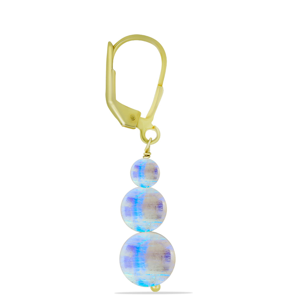 Goldplattierte Silberohrringe mit Regenbogenmondstein 2