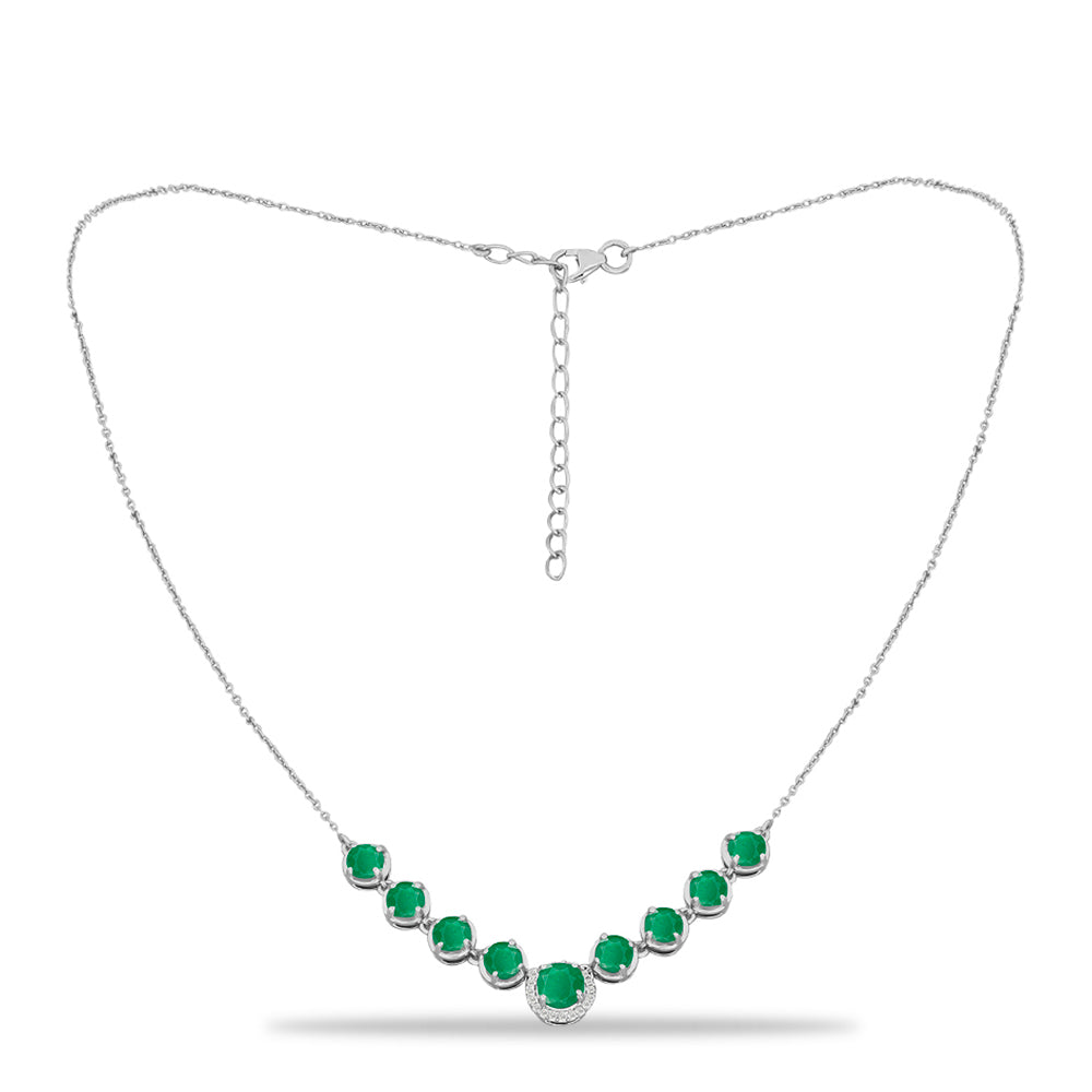 Silberhalskette mit brasilianischem Smaragd und weißem Topas