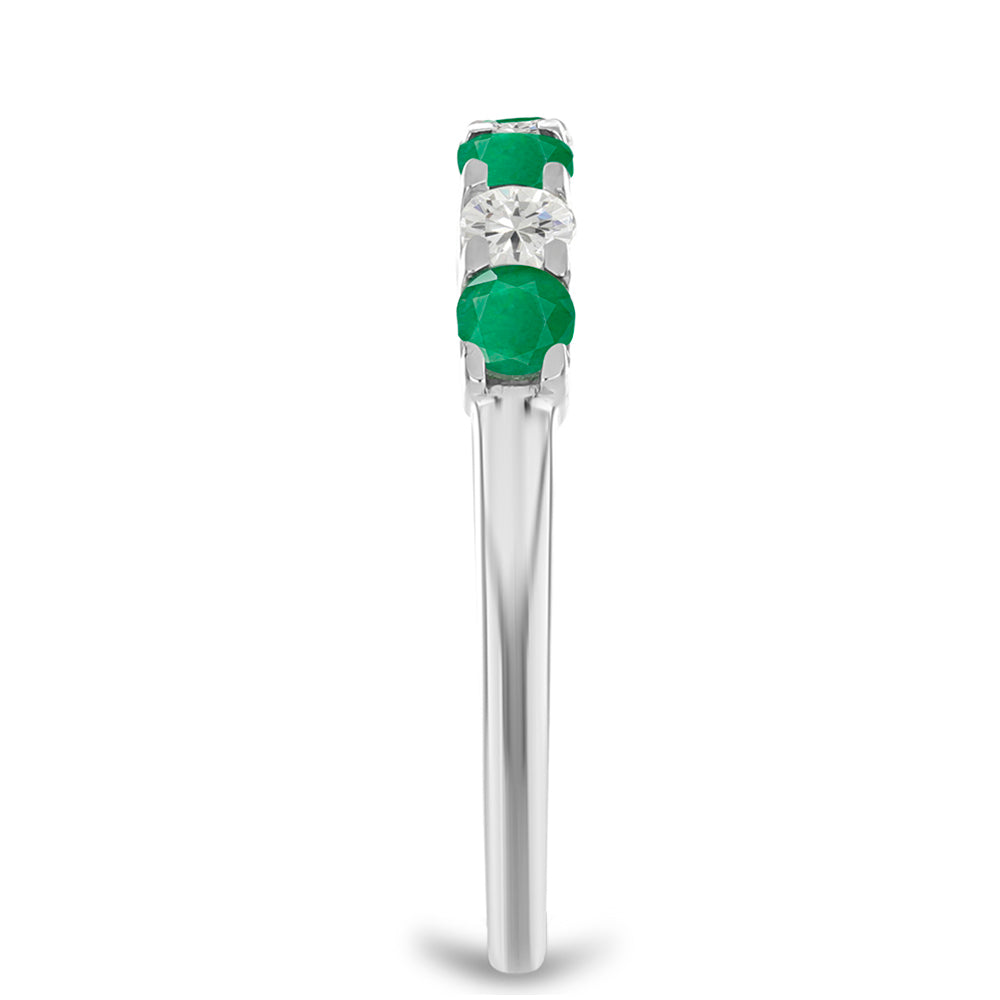 Silberring mit brasilianischem Smaragd und weißem Topas