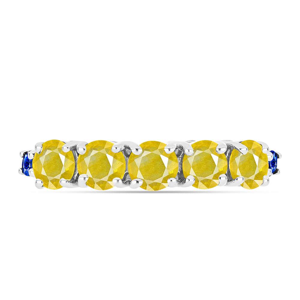 Silberring mit gelbem Saphir und australischem blauem Saphir 1