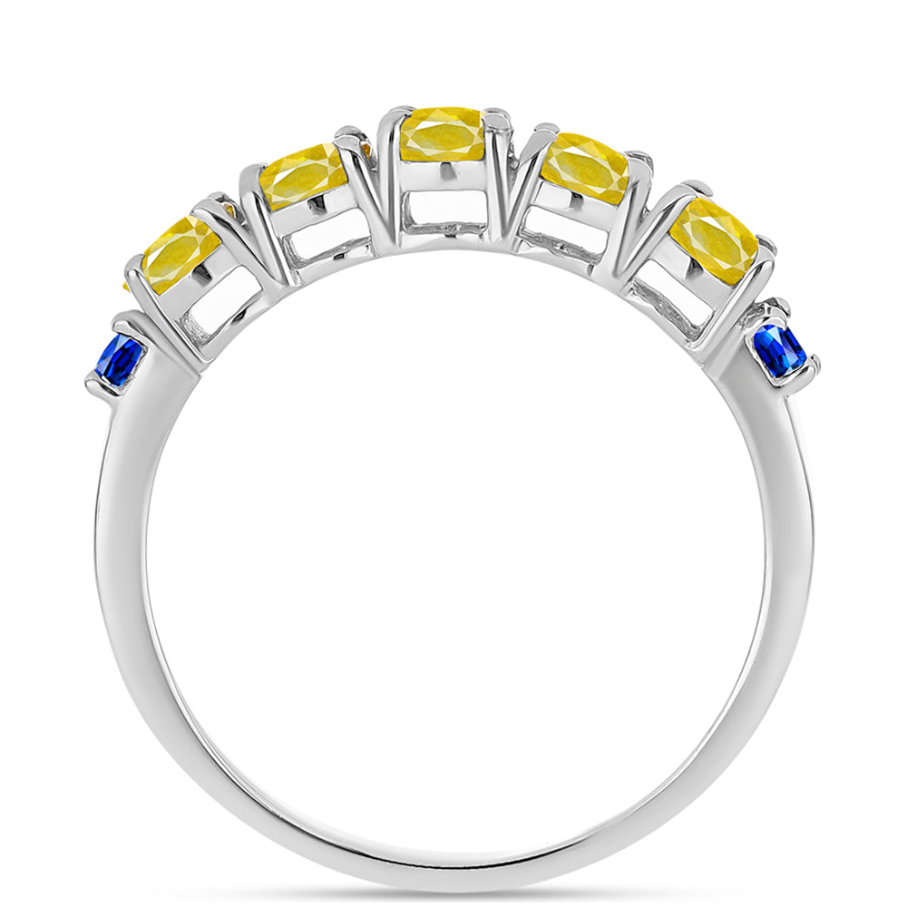 Silberring mit gelbem Saphir und australischem blauem Saphir 2