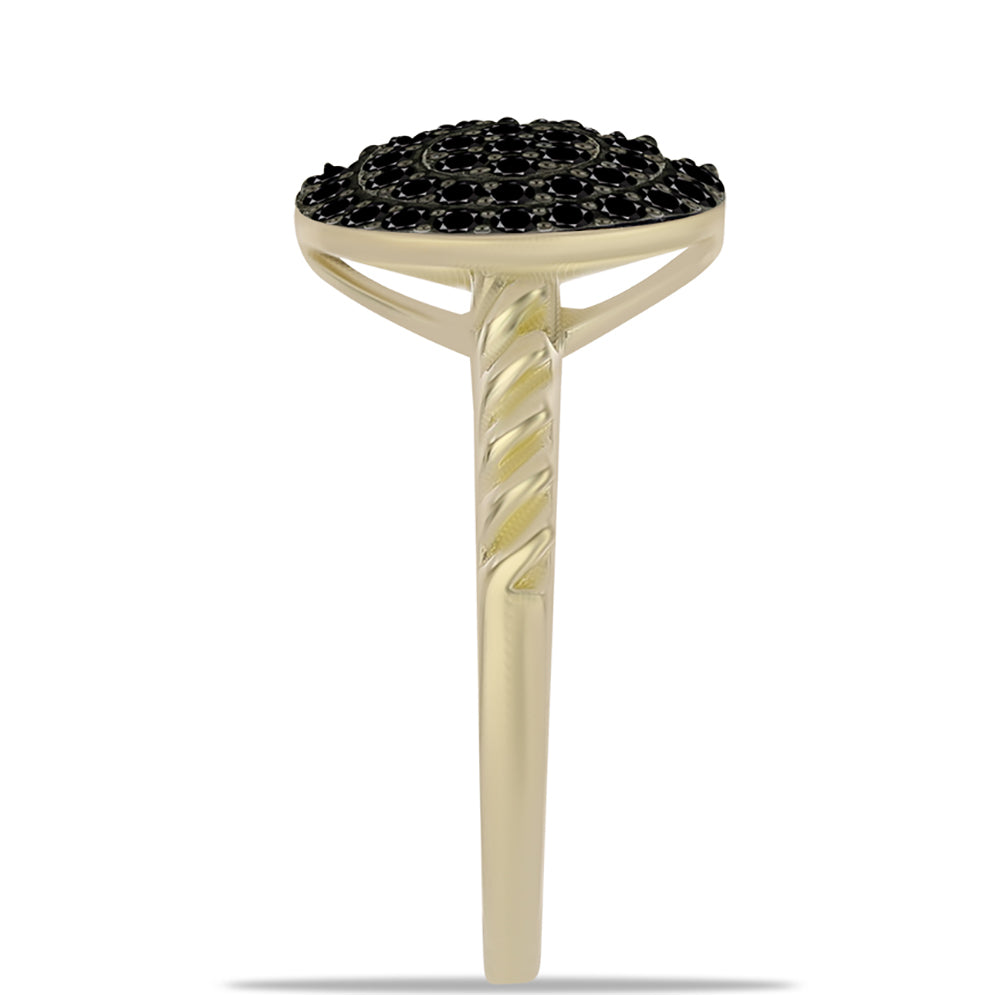 Goldplattierter Silberring mit schwarzem Turmalin aus Pelmadulla