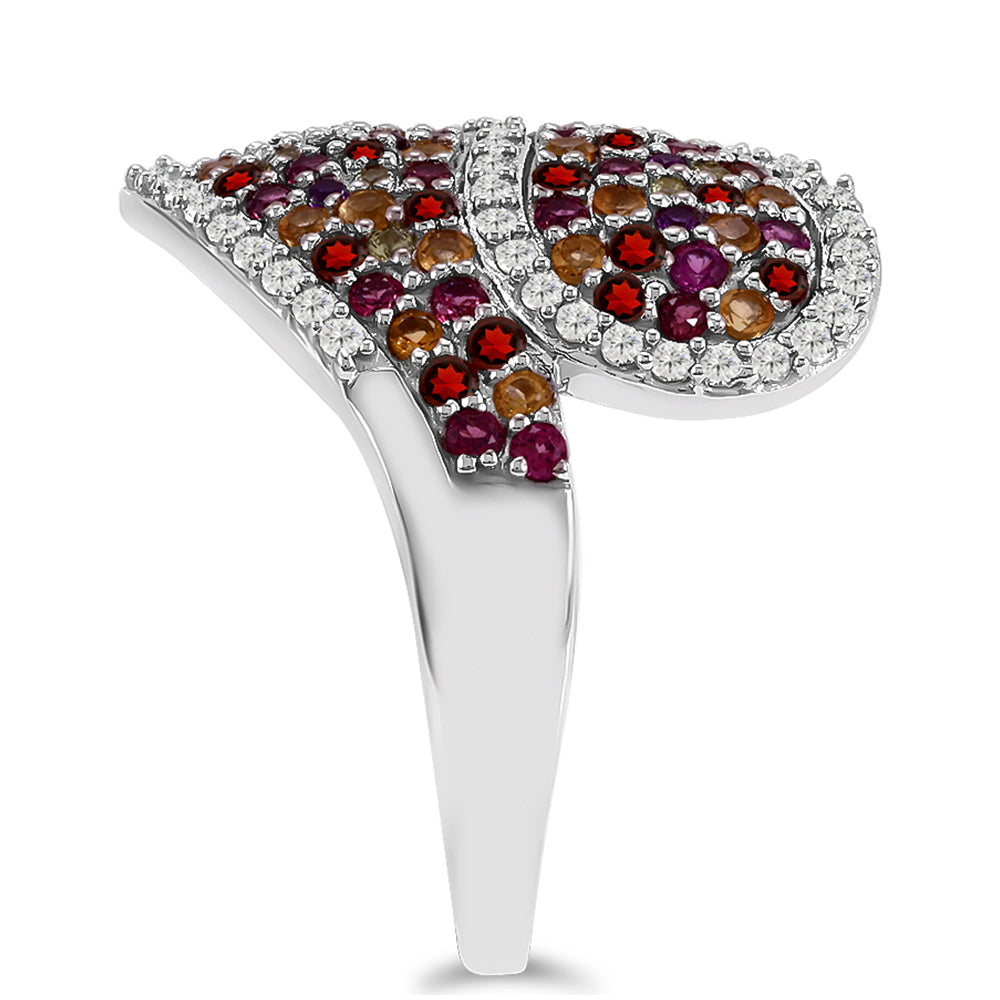 Silberring mit Barton Granat und Zitrin aus dem Ural