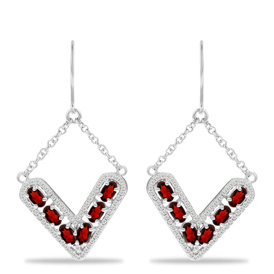 Silberohrringe mit Barton Granat und weißem Topas