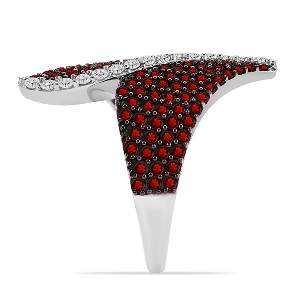 Silberring mit Barton Granat und weißem Topas