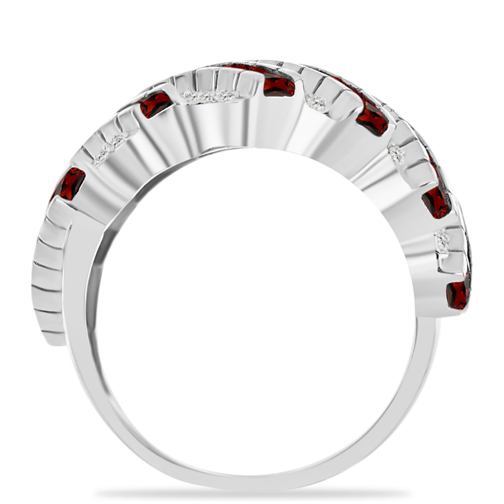 Silberring mit Barton Granat und weißem Topas