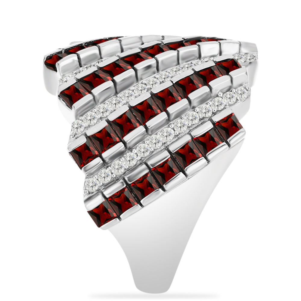 Silberring mit Barton Granat und weißem Topas 4