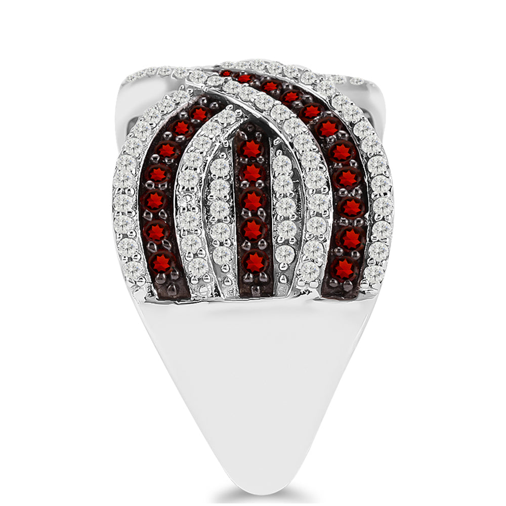 Silberring mit Barton Granat und weißem Topas