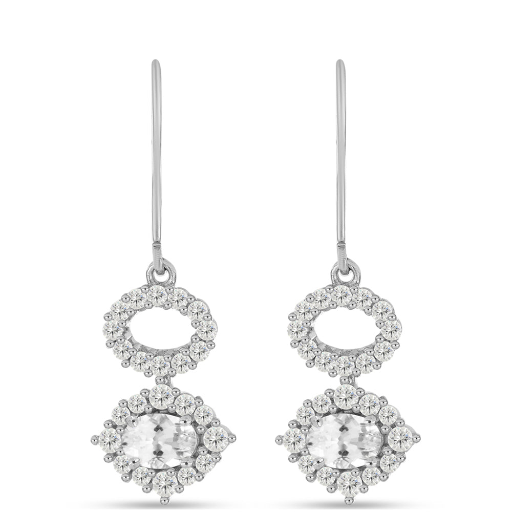 Silberohrringe mit Kalgoorli Petalit und weißem Topas 1