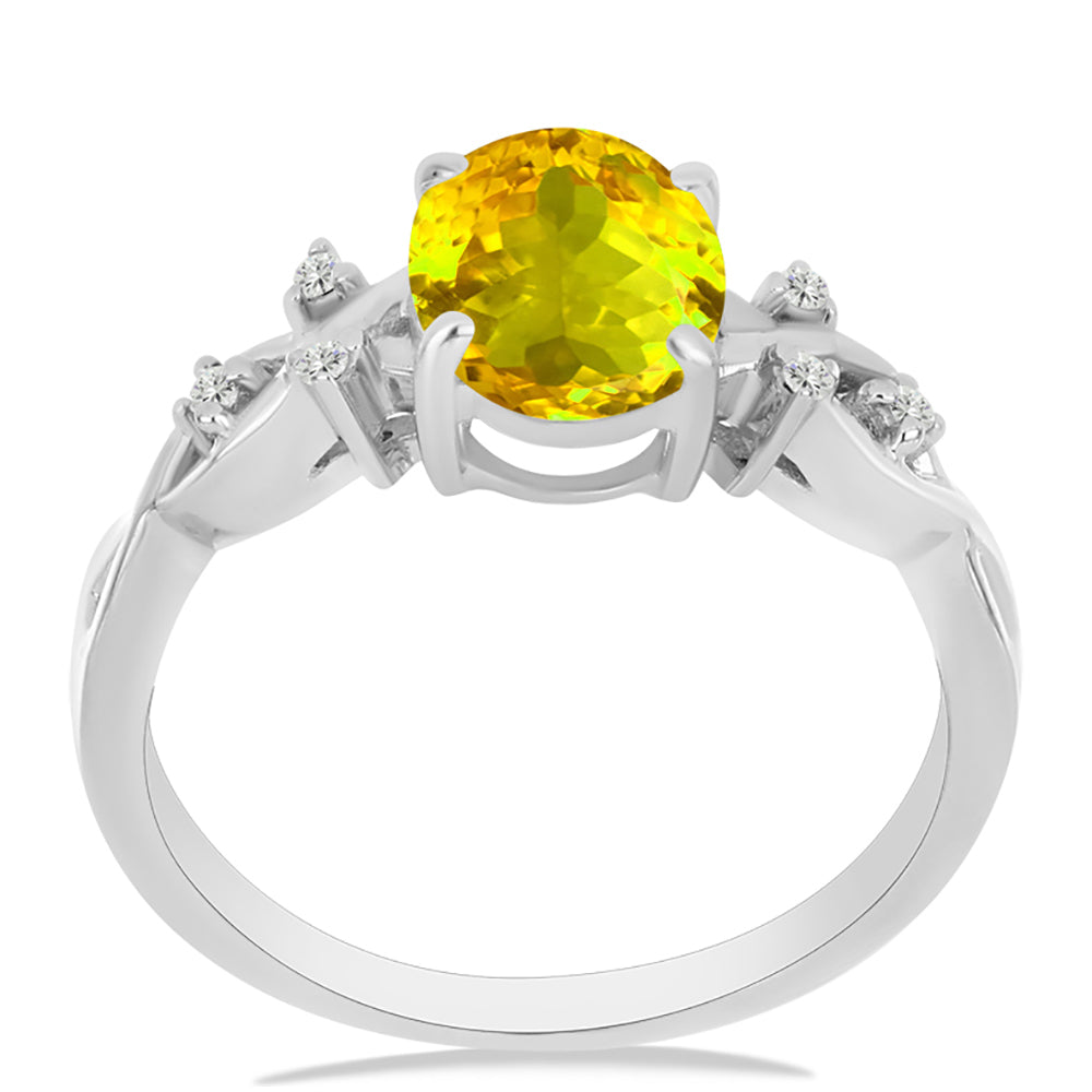 Silberring mit Zitrin aus dem Ural und weißem Topas