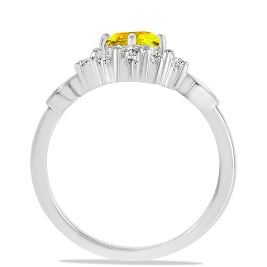 Silberring mit Zitrin aus dem Ural und weißem Topas