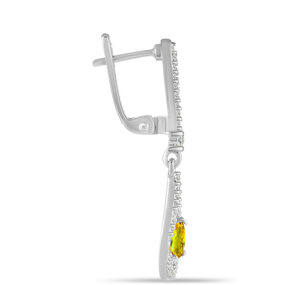 Silberohrringe mit Zitrin aus dem Ural und weißem Topas