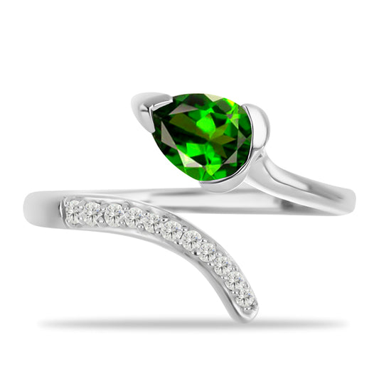 Silberring mit Chromdiopsid und weißem Topas