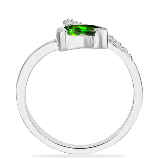 Silberring mit Chromdiopsid und weißem Topas