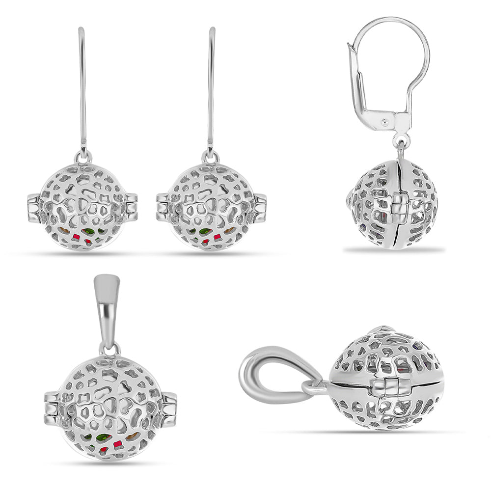 schmuckgarnitur aus Silber mit Tansanit - Klasse AAA und Chromdiopsid