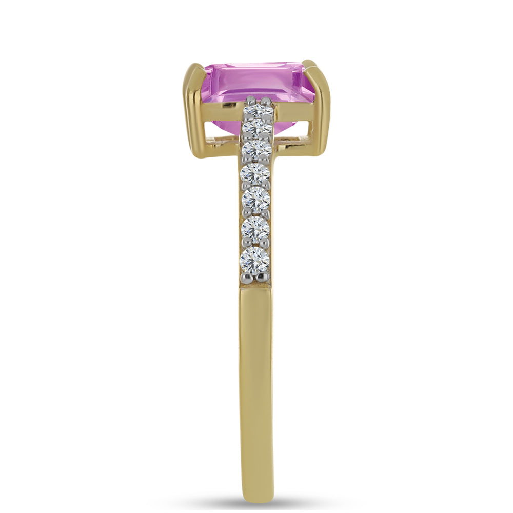 Goldplattierter Silberring mit rosa Fluorit und weißem Topas