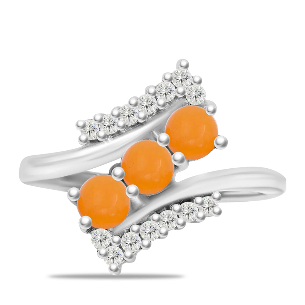 Silberring mit gelbem Jade und weißem Topas