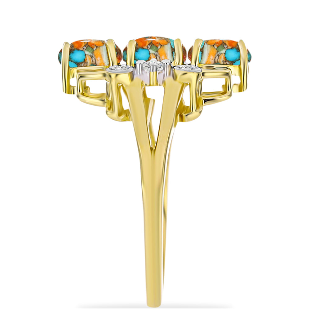 Goldplattierter Silberring mit Austerntürkis und weißem Topas 4