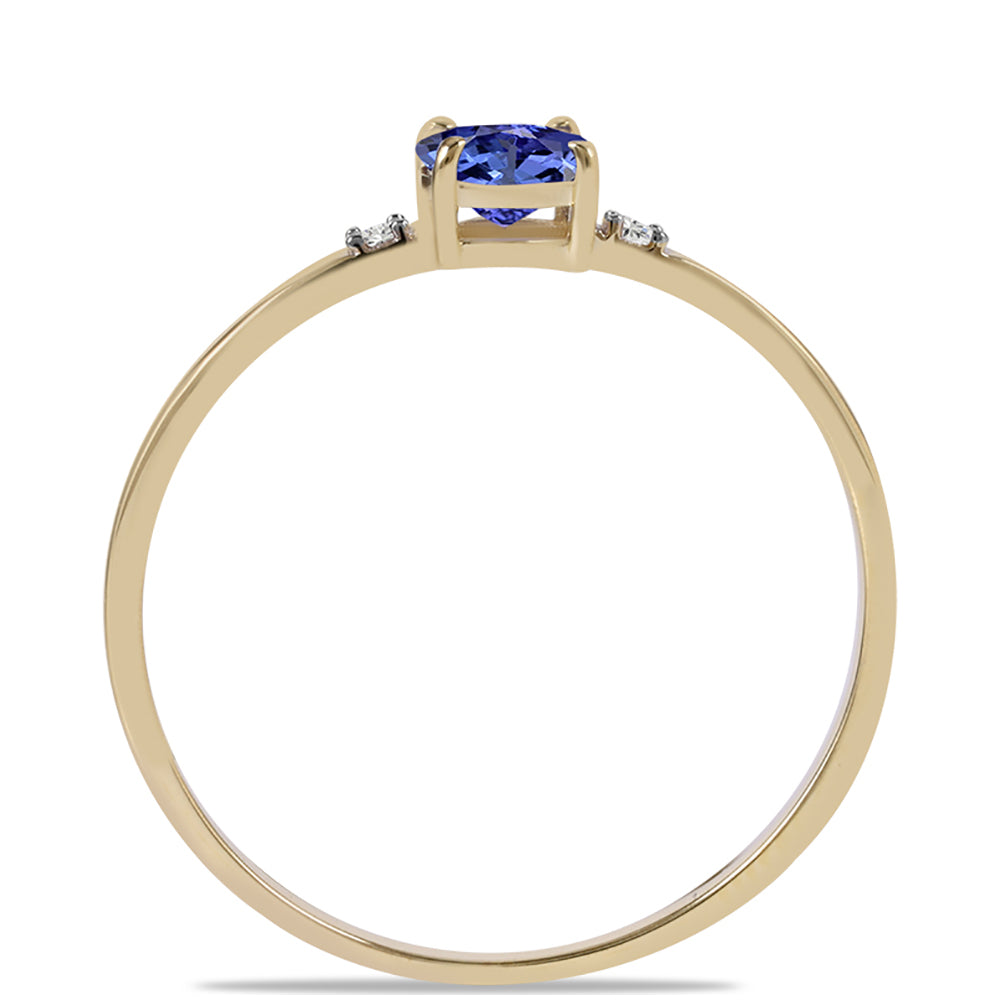 Goldring mit Tansanit - Klasse AAA und natürlichem weißem Zirkon 2