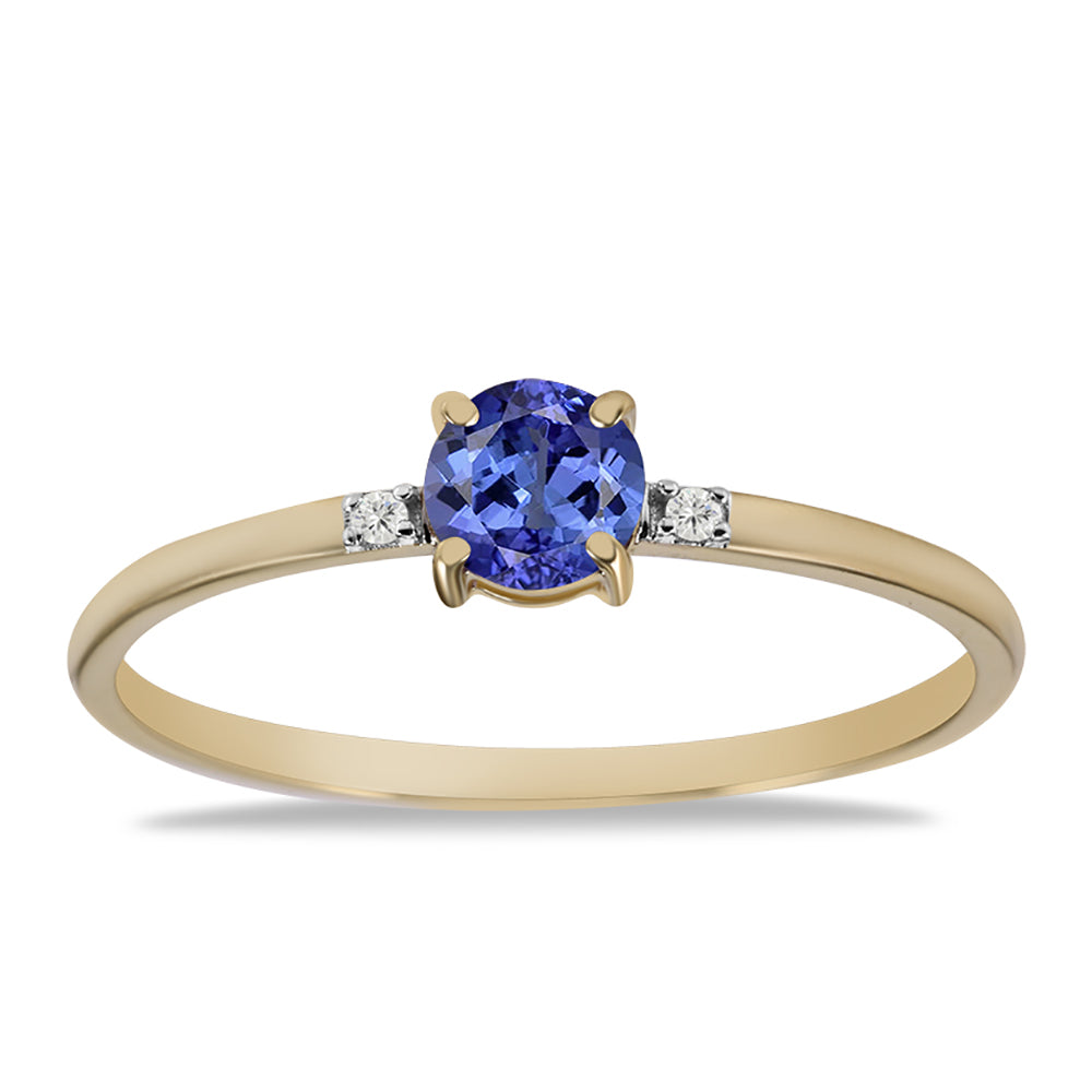 Goldring mit Tansanit - Klasse AAA und natürlichem weißem Zirkon 3