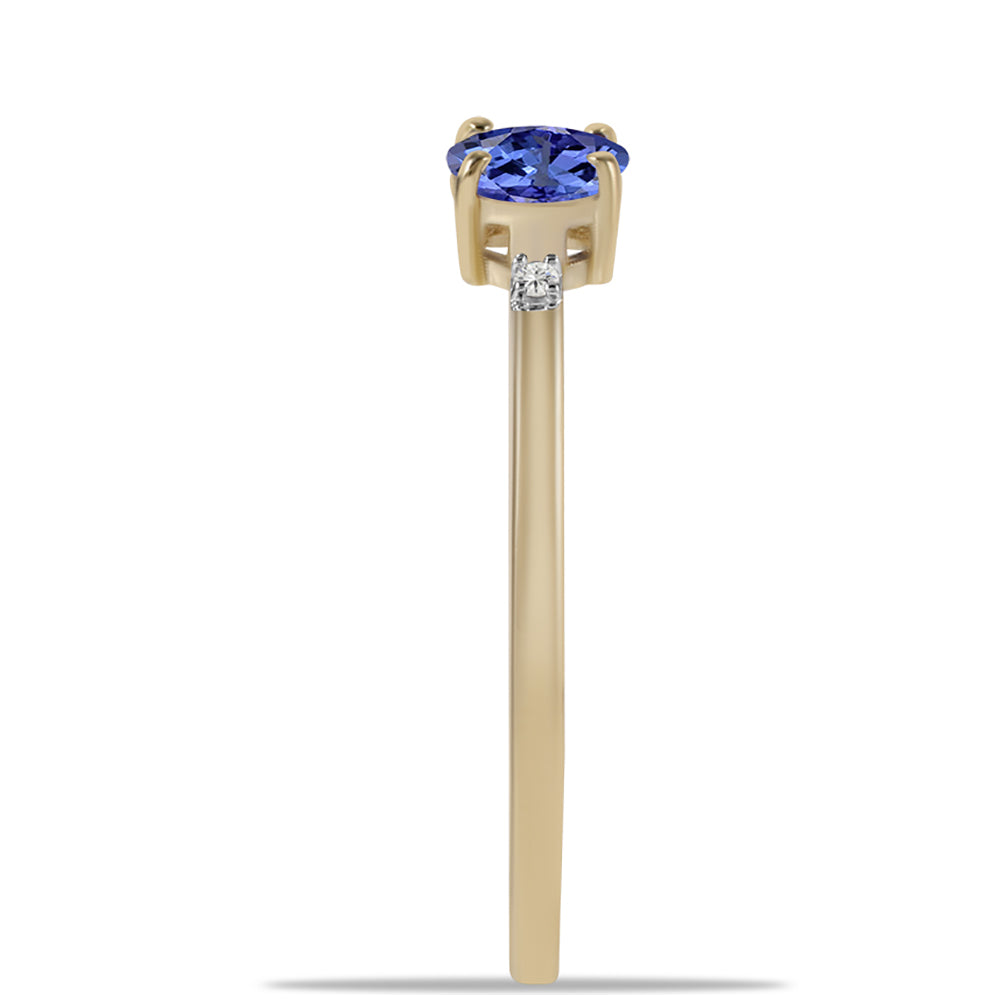 Goldring mit Tansanit - Klasse AAA und natürlichem weißem Zirkon 4